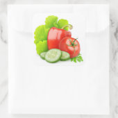 Verse groenten vierkante sticker (Tas)