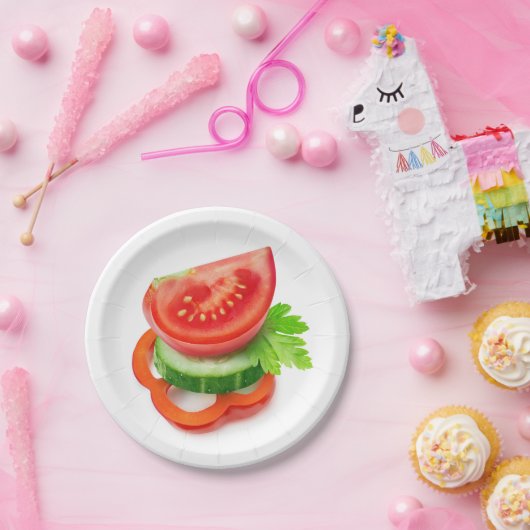 Verse groentestukken papieren bordje (Feest)