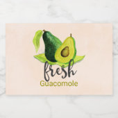 Verse Guacomole Green Avocado Illustratie Voedselcontainer Etiket (Enkel label)
