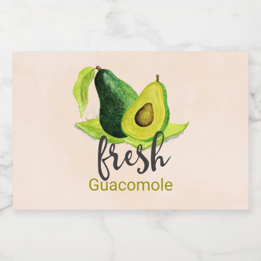 Verse Guacomole Green Avocado Illustratie Voedselcontainer Etiket (Enkel label)