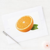 Verse halve sinaasappel met groene blad sticker (Envelop)
