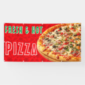 Verse & Heet Pizza Kaas Pepperoni Advertentie Spandoek (Horizontaal)