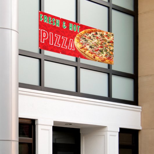 Verse & Heet Pizza Kaas Pepperoni Advertentie Spandoek (Buitenkant Gebouw)