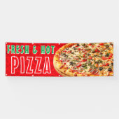 Verse & Heet Pizza Kaasachtige Pepperoni Advertent Spandoek (Horizontaal)