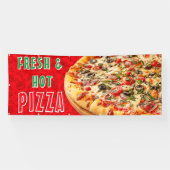 Verse & Heet Pizza Kaasachtige Pepperoni Advertent Spandoek (Horizontaal)
