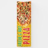 Verse & Heet Pizza Kaasachtige Pepperoni Advertent Spandoek (Verticaal)