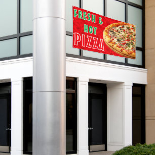 Verse & Heete Pizza Kaas Pepperoni Advertentie Spandoek