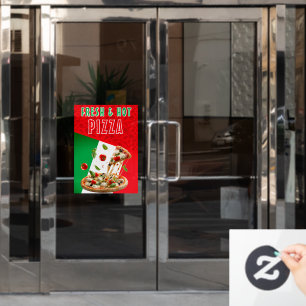 Verse & Heete Pizza Met Pizza Explosie Raamsticker
