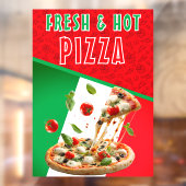 Verse & hete pizza met pizza explosie groot raamsticker (Vel 2)