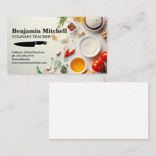Verse ingrediënten voor koken | koken visitekaartje (Voorkant / Achterkant)