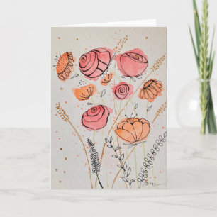 Verse Kaart met Waterverf Florale Doodle