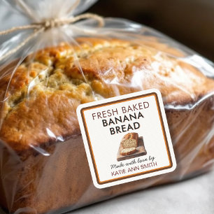 Verse Kaas Bananenbrood Vierkant Label Sticker