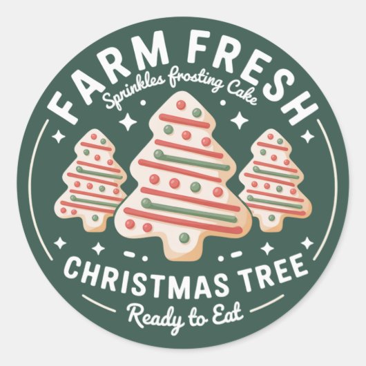 Verse Kerstboom Cake Kerstmis Vakantie Ronde Sticker (Voorkant)