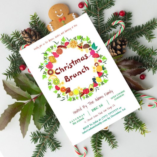 Verse Kerstmenu met fruit en groenten Kaart