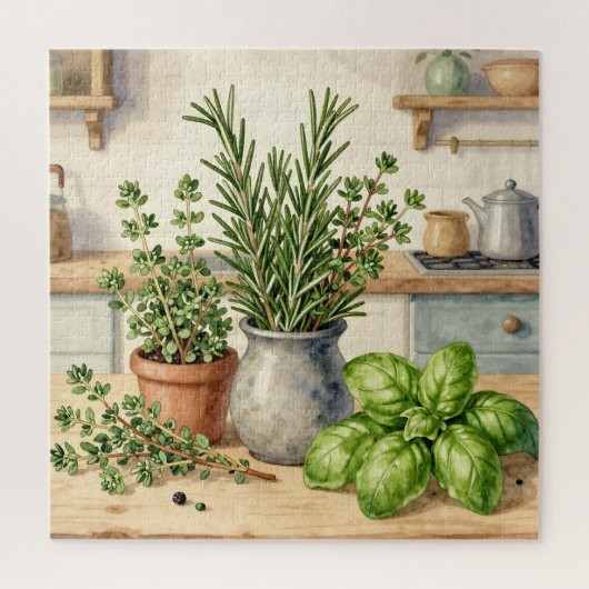 Verse keuken kruiden waterverf legpuzzel (Verticaal)