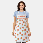 Verse Keuken Schort met Perzik Fruit Patroon (Gedragen)