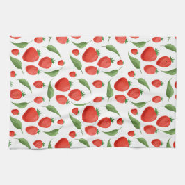 Verse keukenhanddoek met aardbeimotief