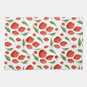Verse keukenhanddoek met aardbeimotief