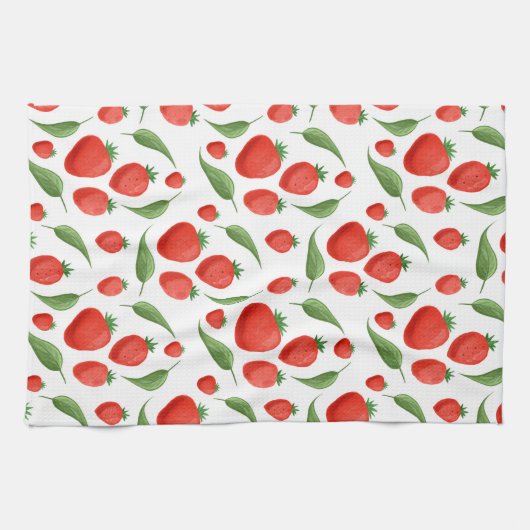 Verse keukenhanddoek met aardbeimotief (Horizontaal)