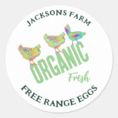 Verse kippeneieren: biologisch vrij bereik ronde sticker (Voorkant)
