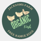 Verse kippeneieren: biologisch vrij bereik ronde sticker (Voorkant)