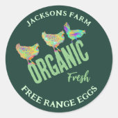 Verse kippeneieren: biologisch vrij bereik ronde sticker (Voorkant)