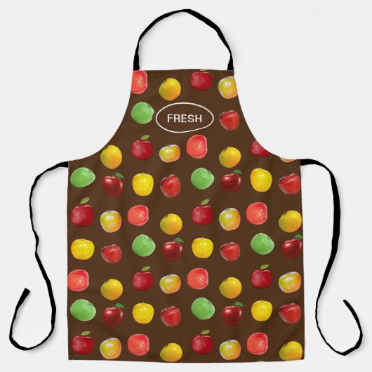 Verse kleurige appels op bruin schort (Voorkant)
