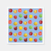 Verse kleurige appels op Sky Blue Servet (Voorkant)