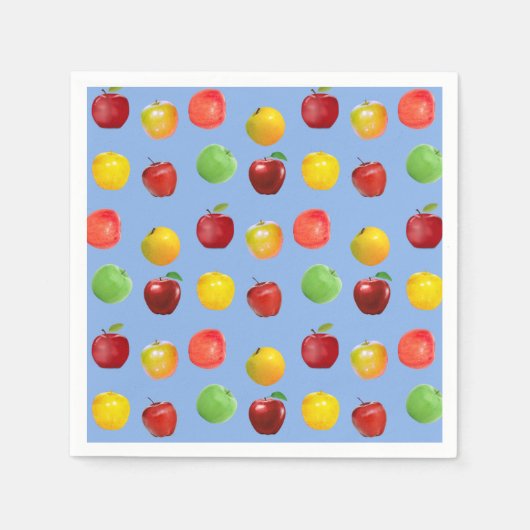 Verse kleurige appels op Sky Blue Servet (Voorkant)