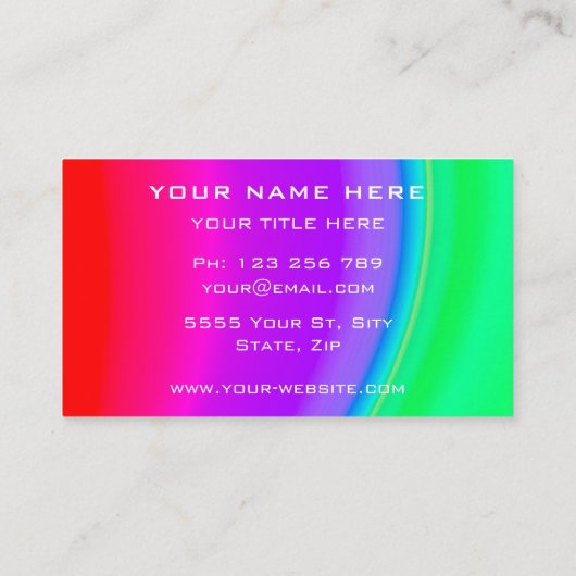 Verse kleurrijke, mooie regenboogkleur, fijn visitekaartje (Achterkant)