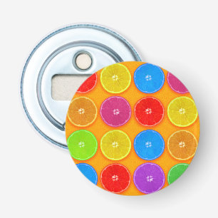 Verse Kleurrijke Sinaasappelschijfjes Button Flesopener