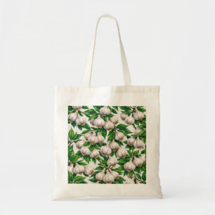 Verse knoflookbol botanisch groentepatroon tote bag