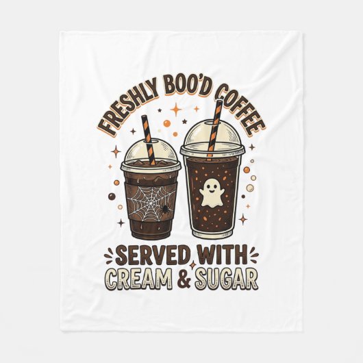 Verse Koffie Halloween Geest Beker Fleece Deken (Voorkant)