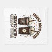 Verse Koffie Halloween Geest Beker Fleece Deken (Voorkant (Horizontaal))