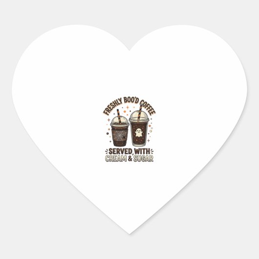 Verse Koffie Halloween Geest Beker Hart Sticker (Voorkant)