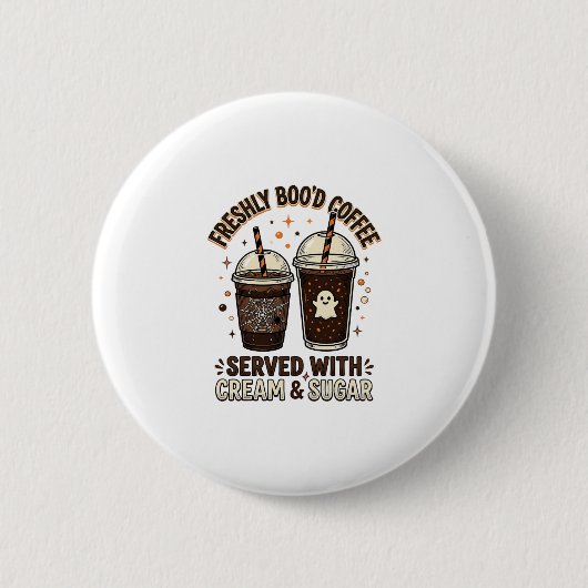 Verse Koffie Halloween Geest Beker Ronde Button 5,7 Cm (Voorkant)