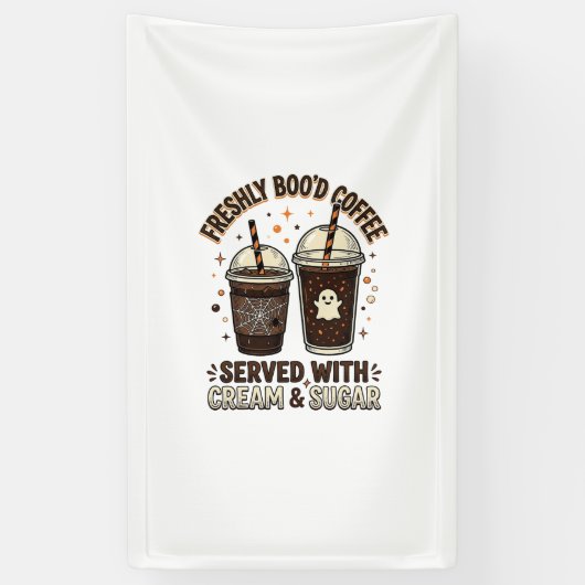 Verse Koffie Halloween Geest Beker Spandoek (Verticaal)