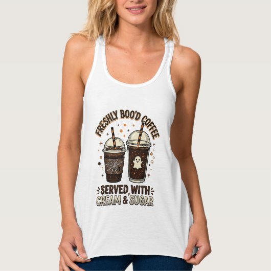 Verse Koffie Halloween Geest Beker Tanktop (Voorkant)