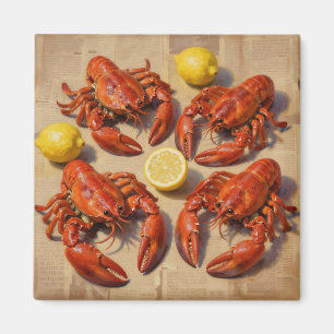 Verse Kooklobster Citroen Krant Feestmaal Magneet