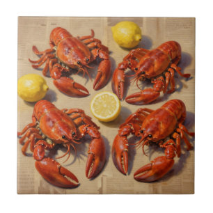 Verse kooklobster Citroen Krant Feestmaal Tegeltje