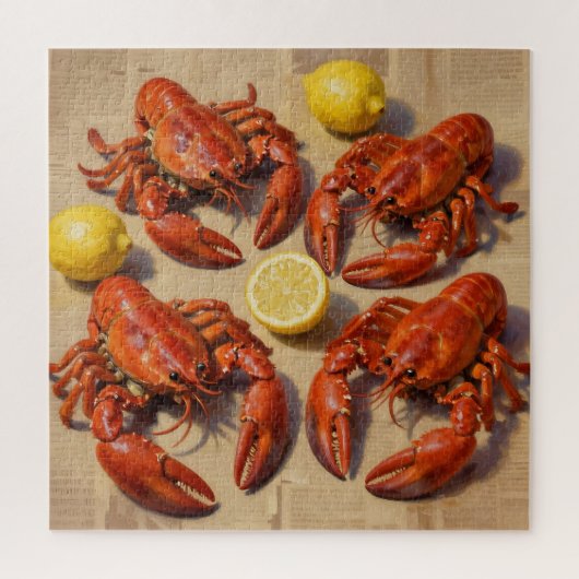 Verse kooklobster citroengazetfeestmaal legpuzzel (Verticaal)