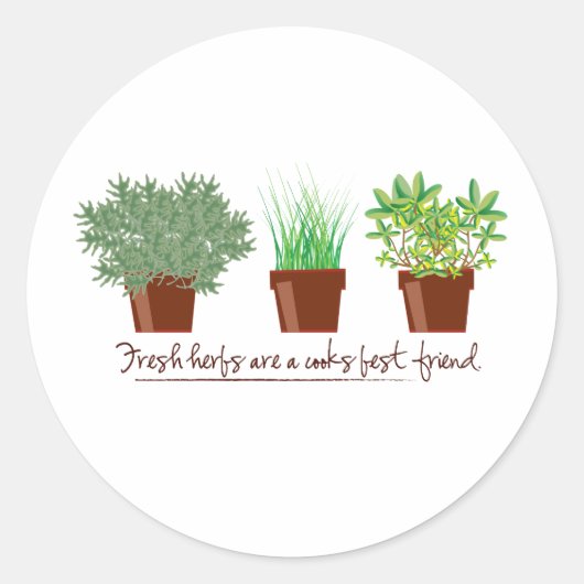 Verse kruiden zijn een kok ronde sticker (Voorkant)