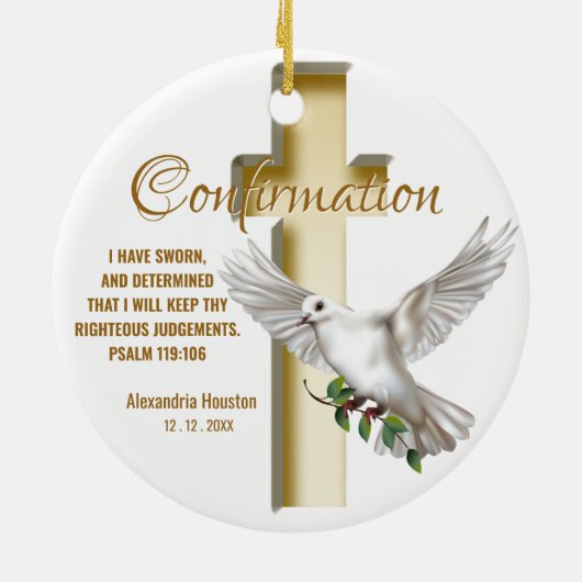 Verse kruisbevestiging dove keramisch ornament (Achterkant)