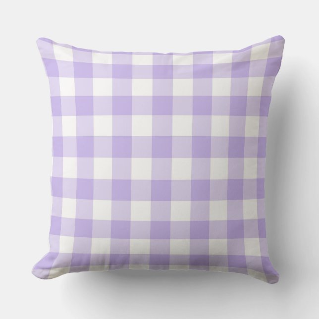 Verse Land Lavendel Gingham Patroon Kussen (Voorkant)