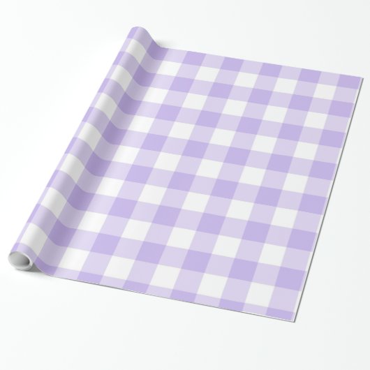 Verse Lavendel Gingham Patroon Cadeaupapier (Uitgerold)