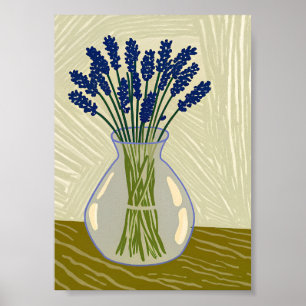 Verse lavendel in glazen vaas Kunstprint Minimalis Poster