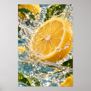 Verse Leemansplash – Levendige Citrus Keukenmuur A Poster