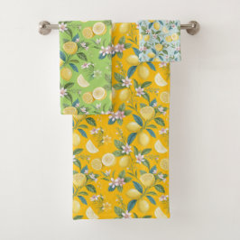 Verse Leemon Bloemige Botanische Patroon Bad Handdoek