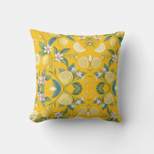 Verse Leemon Bloemige Botanische Patroon Kussen