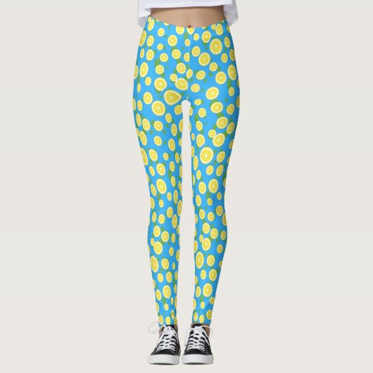 Verse lemoensnede blauwe zomerleggings leggings (Voorkant)